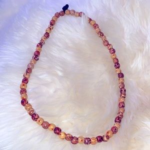 African Artisan Hand-Painted Acacia Wood Bead Necklace